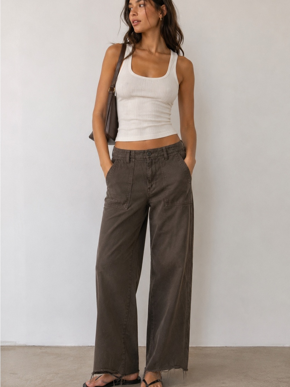 Madewell Low-Slung Baggy Cargo Pants Size 25 Brown Utility Wide Leg